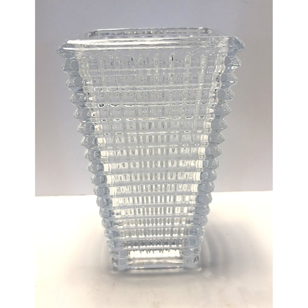 Large Rectangular Vase in the Style of Baccarat Crystal Modern Clear Sparkly Eye